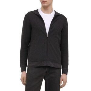 NEW James Perse Waffle Knit Cotton Zip Up Hoodie Sweater Charcoal Men’s 1 Small